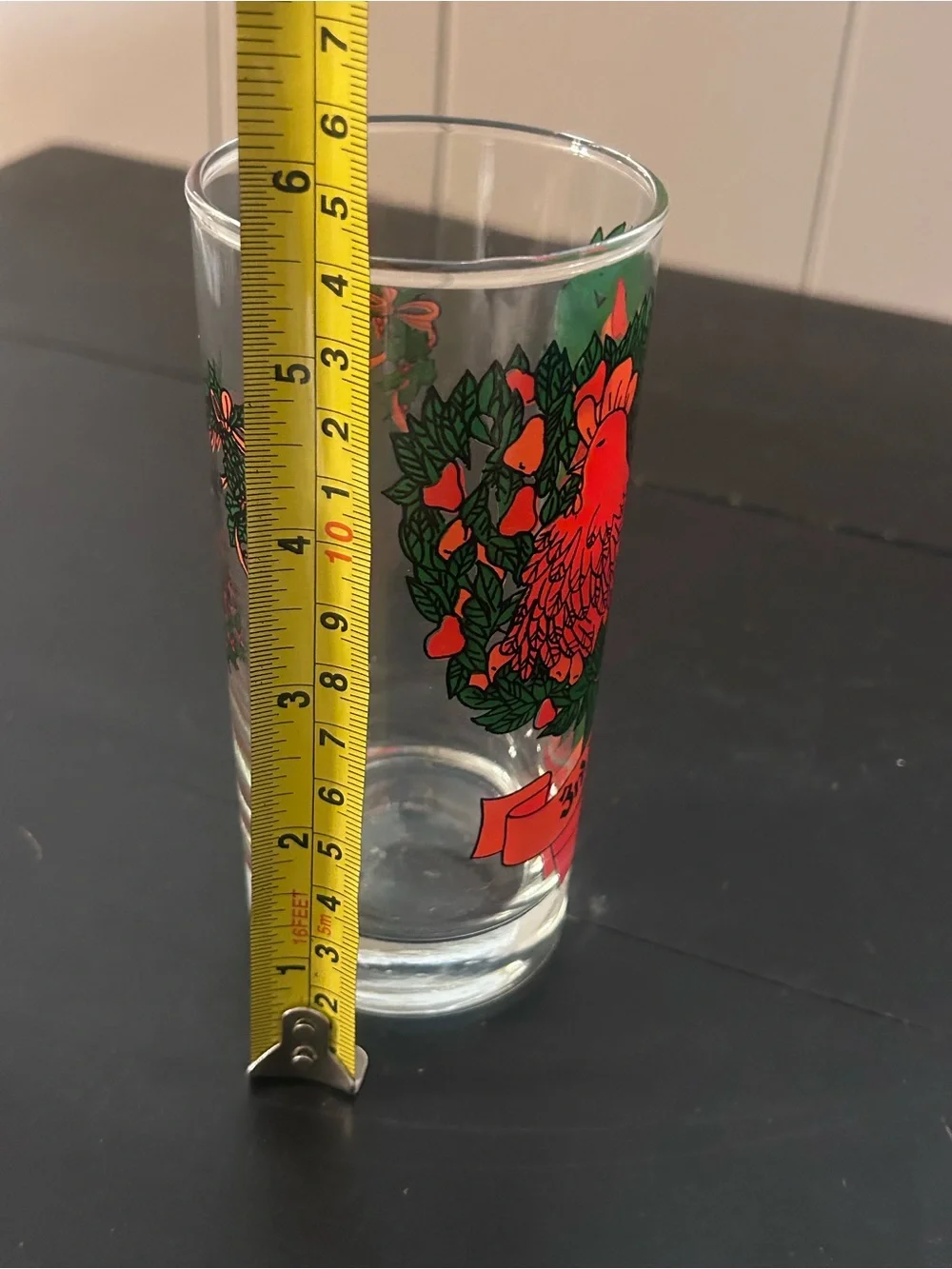 Vintage 12 Days of Christmas 3rd Day Three French Hens Glass 5.5” Holiday